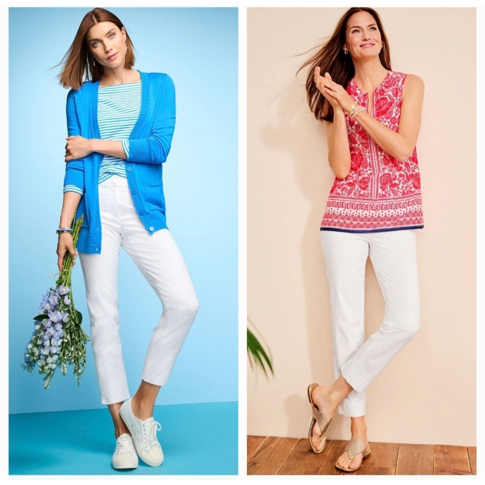 Talbots Womens White Slim Leg Curvy Fit Original Perfect Crops Size 4 NWOT